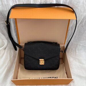 Louis Vuitton Black Leather Crossbody Bag with Gold Accents